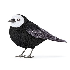 Obraz premium A charming black and white bird, meticulously detailed, isolated on white