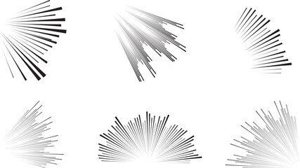 Set of speed lines manga effect isolated on a transparent background. Motion effect, speed lines for design. Vector png for comics.