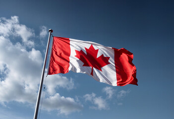 canadian flag in the wind