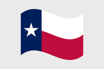 Flag of Texas. Texas wavy flag digital vector illustration. Fluttering flag.
