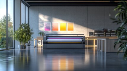 Modern printing facility with large format printer