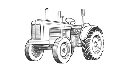 Obraz premium Vintage Hand-drawn Tractor Sketch for Agriculture and Farming Concepts