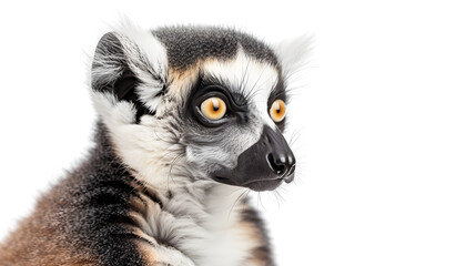 Professional Ring-Tailed Lemur Lemur Catta Isolated on White Background for Wildlife Content
