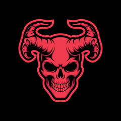 Red Devil Skull Mascot Logo for Gaming