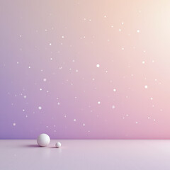 Fototapeta premium Serene and minimalist scene features two white spheres smooth surface, set against soft gradient background of pastel colors with scattered stars. gentle ambiance evokes sense of calm