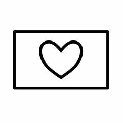Simple heart icon vector inside a rectangular frame with thick black lines.