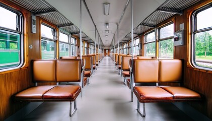 Journey through time vintage train carriage rural setting photograph serene environment perspective high fidelity