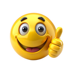 A smiley face with a yellow smiley face and a thumb up on a transparent background