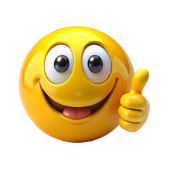 A smiley face with a yellow smiley face and a thumb up on a transparent background