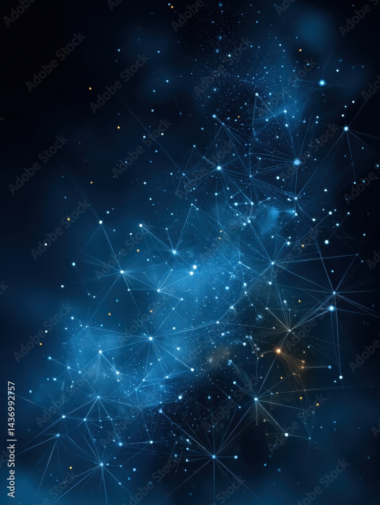 Poster Floating AI Assistant Icons Create a Mesmerizing Constellation in the Vastness of Space During a Cosmic Display of Technology and Creativity