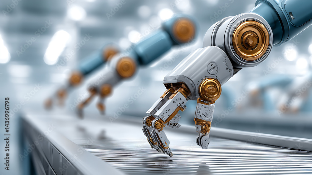 Leinwandbilder advanced robotic arm assembly line technology with precision mechanics and modern design : generativ