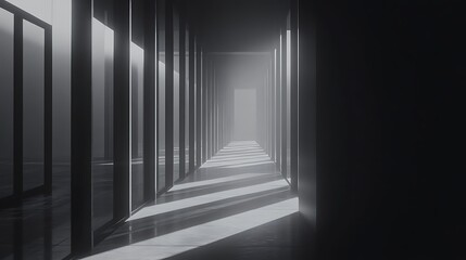 Obraz premium Empty modern corridor dark gray minimalist design