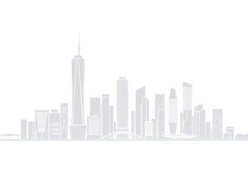 Elegant minimalist city skyline vector illustration Light gray lines on white, ample copy space, modern,  architecture vector