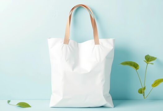 White eco tote bag mockup; blank canvas for zero waste shopping design, blank, design template