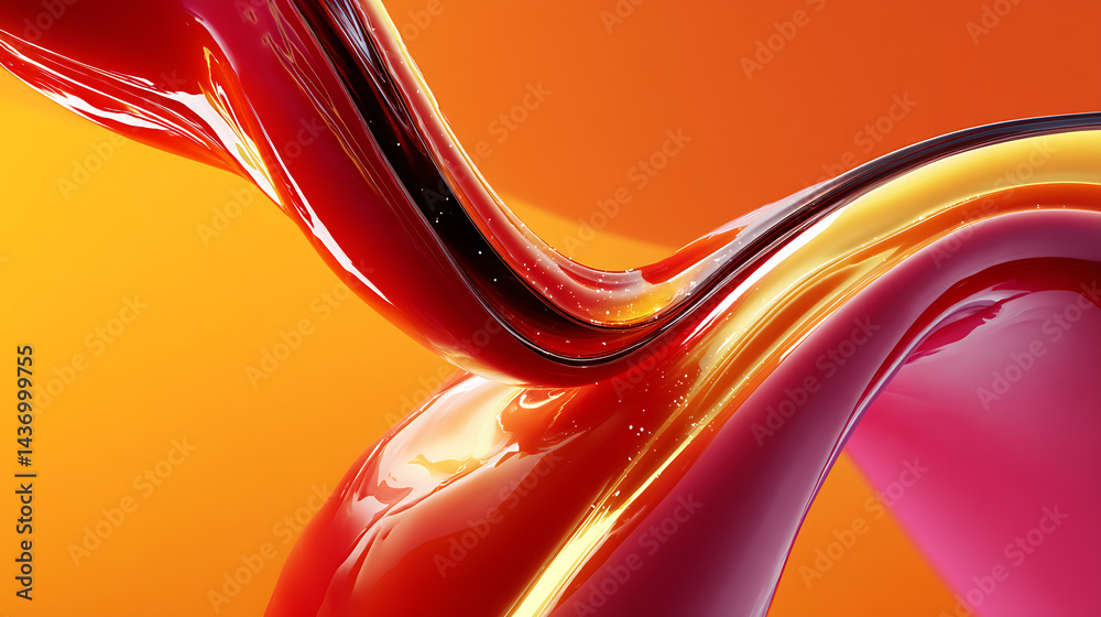 Poster Vibrant abstract fluid art with smooth flowing colors creating a dynamic visual sensation : Generative AI