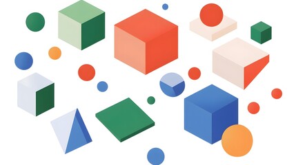 Obraz premium Abstract Geometric Shapes Background Colorful Cubes Spheres Design