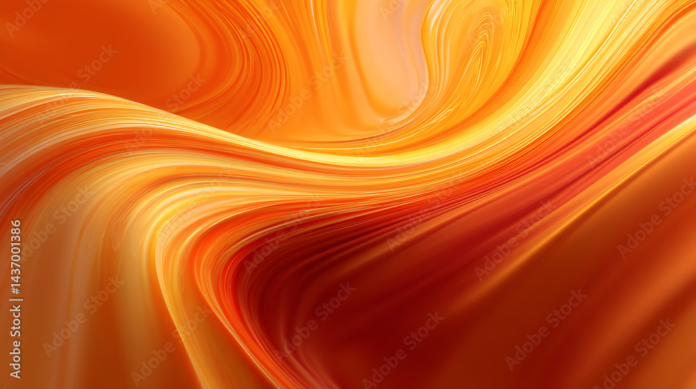 Poster Vibrant abstract artwork featuring flowing orange and yellow colors creating a mesmerizing motion effect : Generative AI