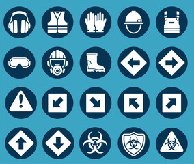 Safety and Hazard Symbols Vector Set | PPE Equipment Icons, Warning Signs, Biohazard Symbols for Industrial and Workplace Safety Design