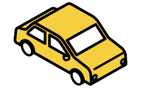 recommend clip art: 車（セダン）のシンプルな線画のアイソメトリックイラスト