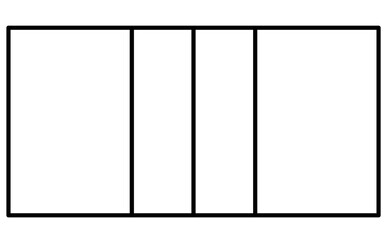 バレーコート（6人制）のシンプルな線画イラスト