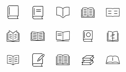 set of book related line icons  textbook  open boo (1).eps