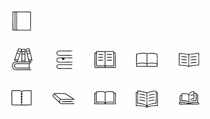 set of book related line icons  textbook  open boo.eps