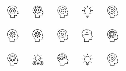 Fototapeta premium set of brain related line icons intelligence min (1).eps