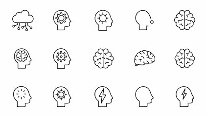 Fototapeta premium set of brain related line icons intelligence min (2).eps