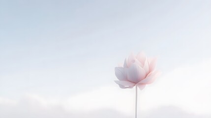 Fototapeta premium Serene Pink Lotus Flower Minimalist Sky Background