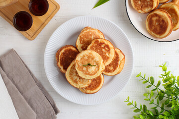 Kue Kamir. Kamir cake. served on a white plate. with copy space. originated from Pemalang, Middle Java, Indonesia.