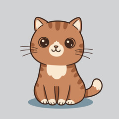 Obraz premium Kawaii Cat Illustration Happy Kitten Clipart for Kids and Pet Lovers