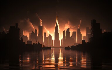 Fototapeta premium Fiery NYC Skyline Sunrise