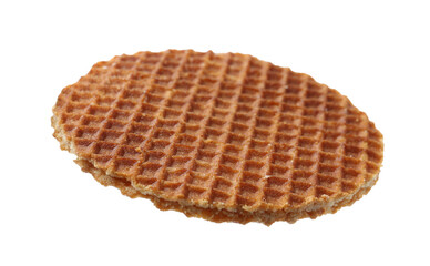 One tasty Dutch waffle isolated on white
