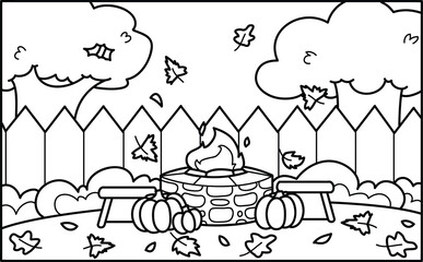 Fall backyard scene clip art