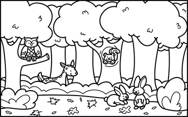 Fall Forest scene clip art