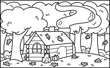 house in a forest scene clip art