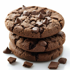 Stacked chocolate chip cookies