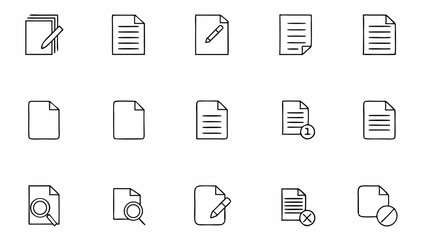 set of document related line icons  file  page  fo.eps