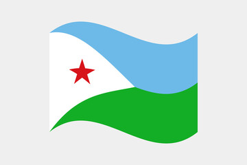 Flag of Djibouti. Djibouti wavy flag digital vector illustration.