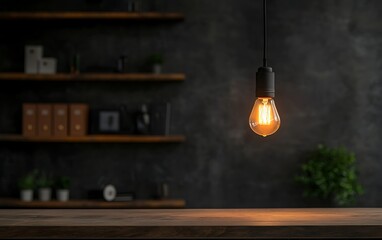 Modern Room, Pendant Light, Wood Table