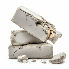 Stacked gray rectangular objects on white background