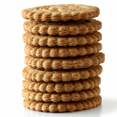 Stacked round light brown cookies delicious snack food photography