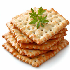 Stacked wheat crackers with herbs