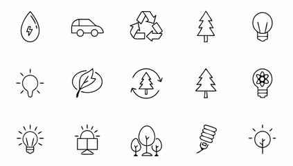 Fototapeta premium set of energy saving related line icons efficient (1).eps