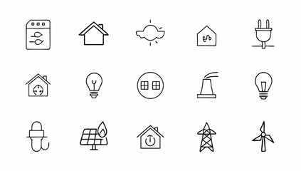 set of energy savings line icons part 2  energy  p.eps