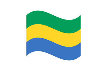 Flag of Gabon. Gabon wavy flag digital vector illustration.