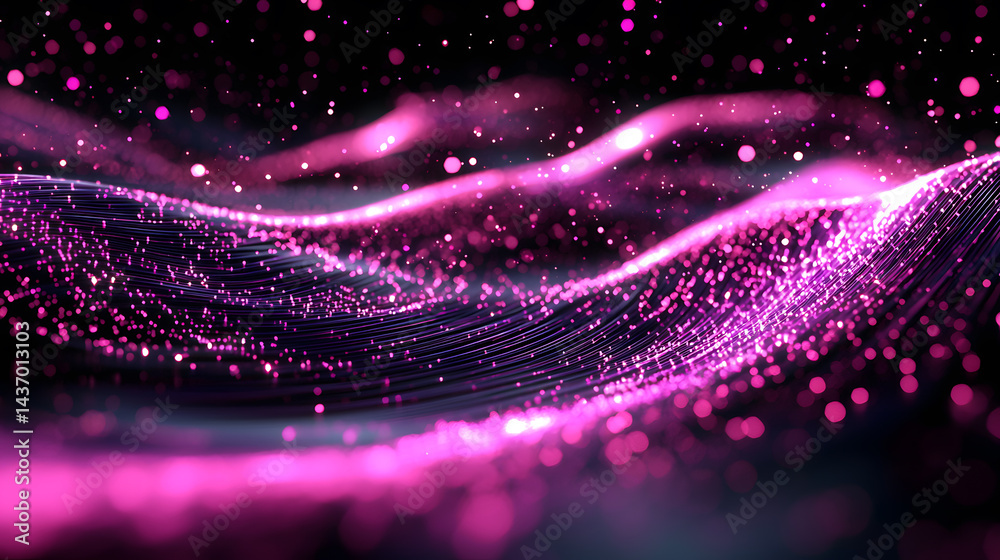 Poster illuminating abstract data flow digital realm visual art virtual space dynamic perspective glowing p