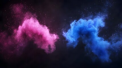 Obraz premium Abstract Pink Blue Nebula Cosmic Dust Clouds
