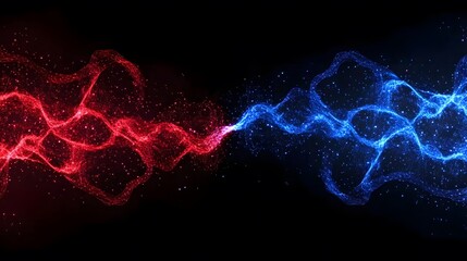 Abstract Red Blue Energy Waves Flowing Background