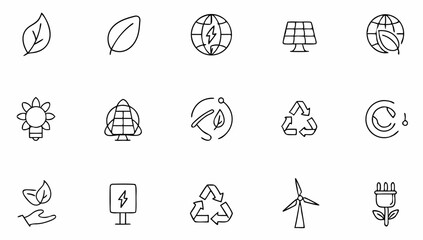 set of green energy related line icons  eco  ecolo.eps